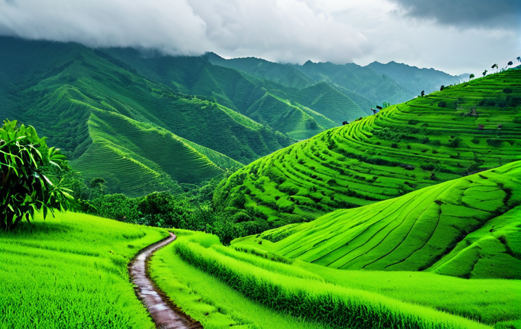 Lush Green Landscape**

"A serene view of Domkolamari during monsoon, showcasing vibrant greenery, fully clothed, appropriate content, safe for work. Rolling green hills, a winding path, distant trees, perfect anatomy, correct proportions, natural pose, professional landscape photography, high quality, family-friendly."

**